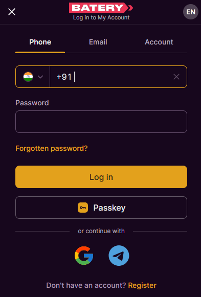 baterybet login
